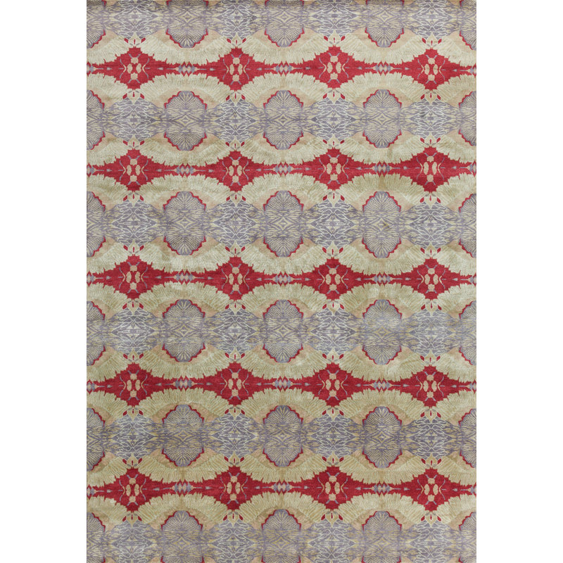 Orion Geometric Area Rug in Red/Pewter/Khaki, Rectangle 13' x 18'