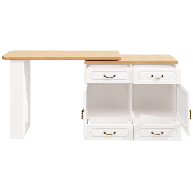 Wood Kitchen Island, White