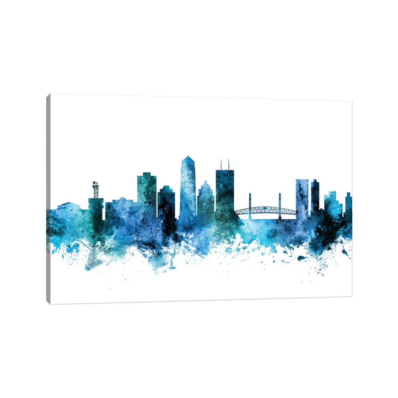 Jacksonville, Florida Skyline by Michael Tompsett - Wrapped Canvas Gallery-Wrapped Canvas Giclée, 20.32 cm H x 30.48 cm W