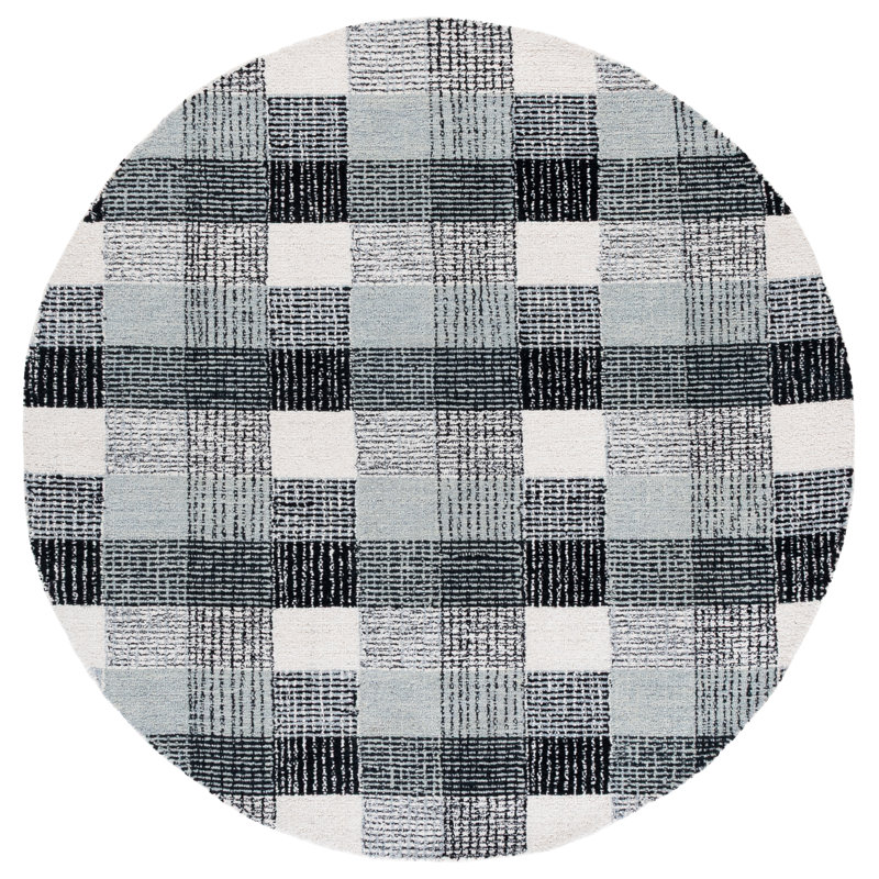 Genre Hand Tufted Wool;Cotton Plaid Rug, Round 6'