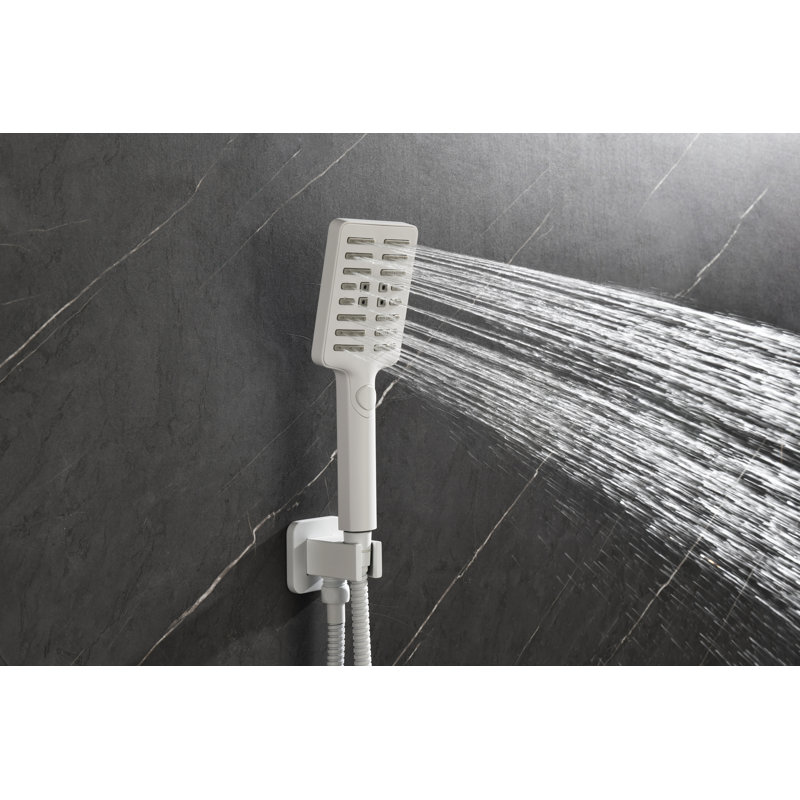 Shower System With Shower Head, Hand Shower, Slide Bar, Bodysprays, Shower Arm, Hose, Valve Trim, And Lever Handles