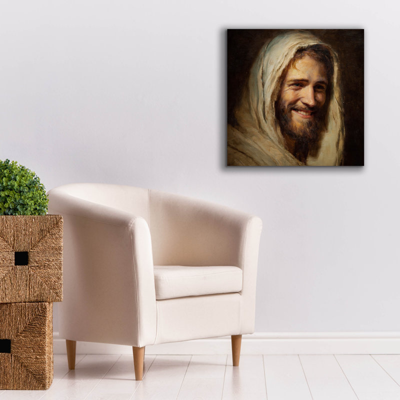  «Sourire Jésus Christ» par Rich Monet, art mural sur toile, 26 po x 26 po, H 26 po x l 26 po