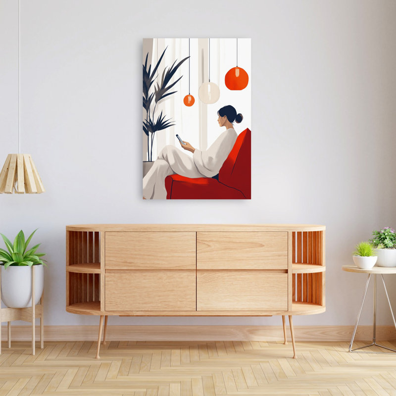 Art moderne de l'architecture moderne végétale sereine, 48" H x 32" W