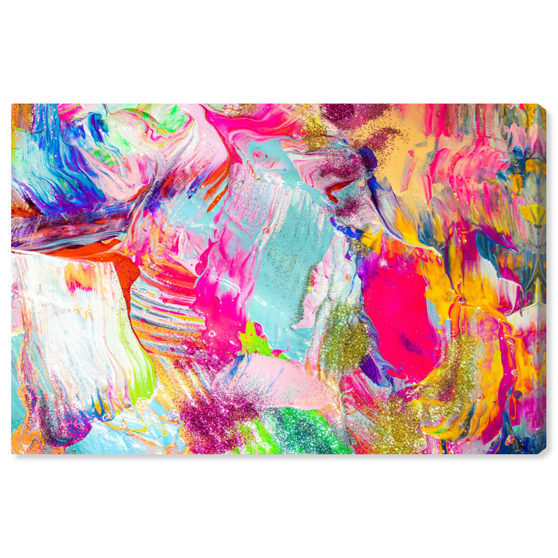 " Abstract Bright Neon Love, Modern & Contemporary Pink " by Oliver Gal, 36" H x 54" W x 1.5" D, Wrapped Canvas