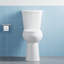 Toilette ronde deux pièces de 21 po de hauteur confortable, siège surélevé, double chasse à bouton supérieur, fabrication en céramique, couvercle en plastique inclus