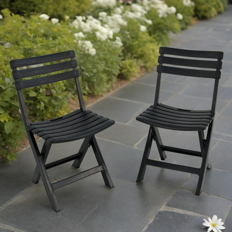 Brescia Folding Chair Lime PACK Of 2, Anthracite