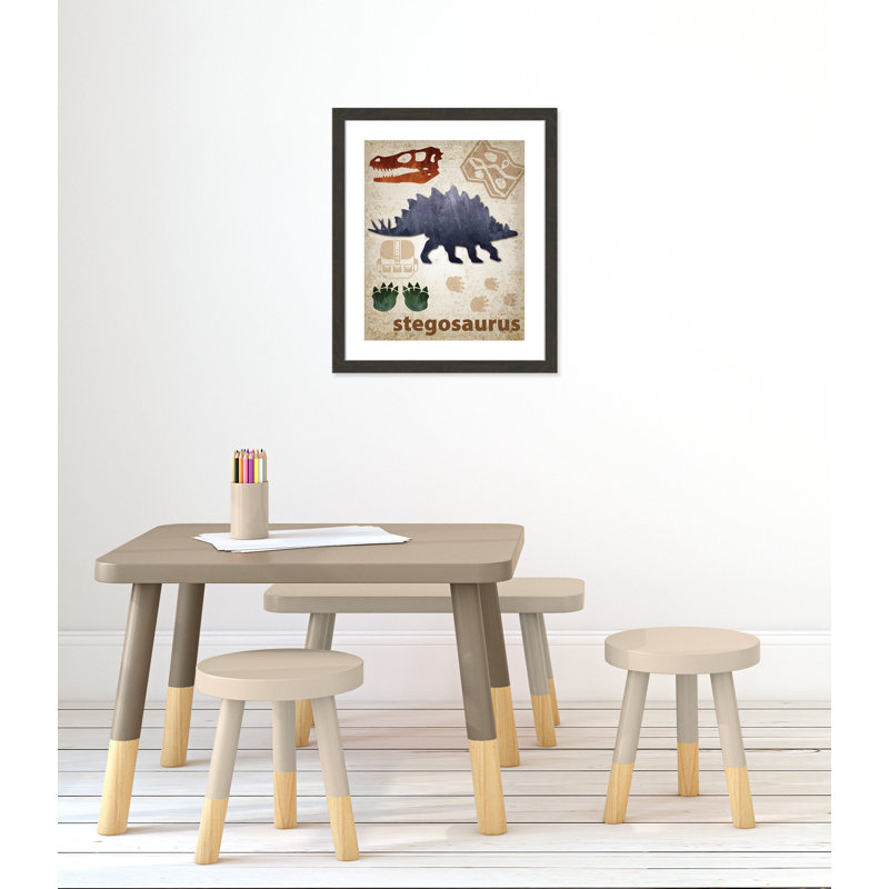 Décalcomanie murale Dinosaures-02 ', H 26,5 po x l 22,5 po x P 0,625 po, Encadré plat à grain de bois noir