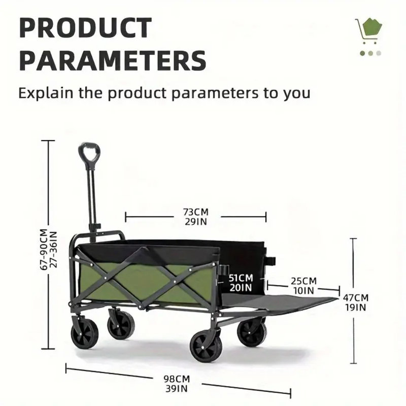 Chariot à roulettes pliable polyvalent avec roues - parfait pour les animaux de compagnie, l'épicerie et les aventures en plein air | Comprend des porte-gobelets et une poignée réglable