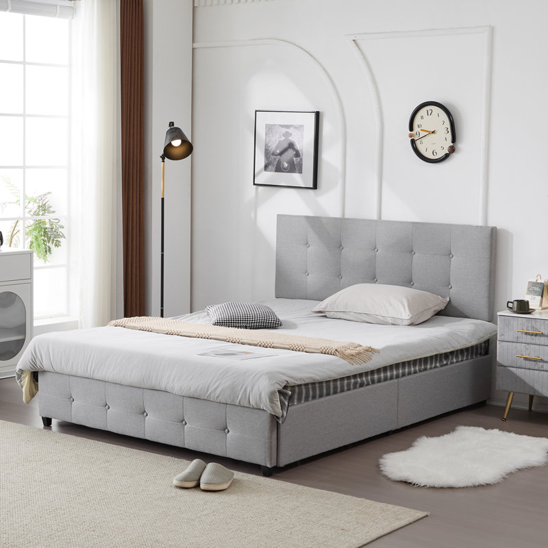 Queen Bed, Gray