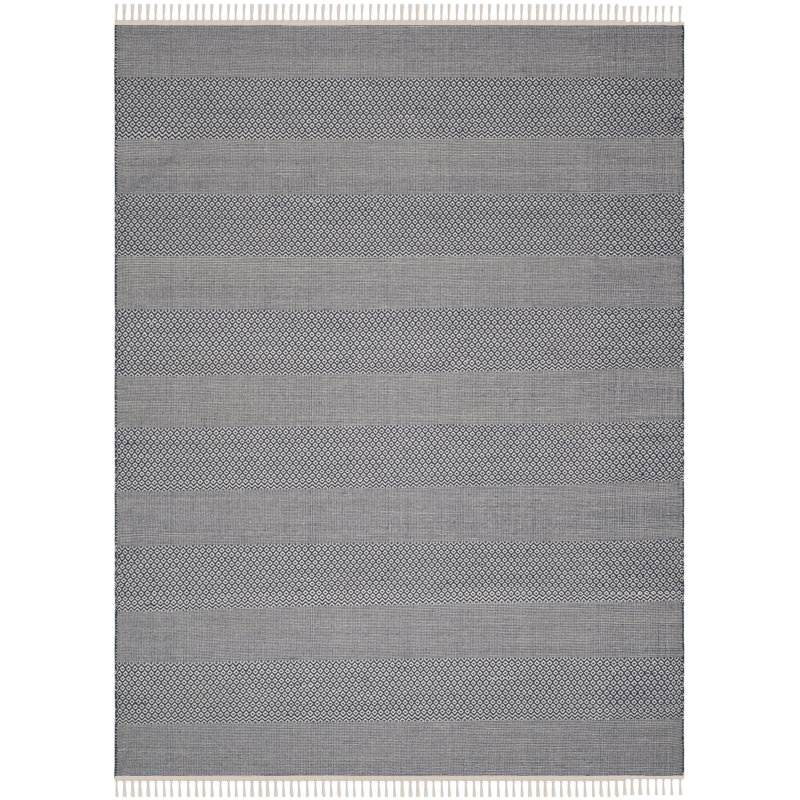 Annia Hand Woven Cotton Striped Rug, Rectangle 10' x 14'