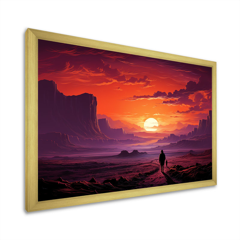 Améthyste désert sables voyage III - désert, art mural, Cadre doré à coins fermés, H 24 po x l 32 po x P 1 po