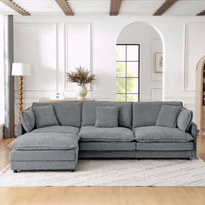Canapé modulaire en L avec repose-pieds et canapé convertible surdimensionné pour 4 personnes Modern Home Living