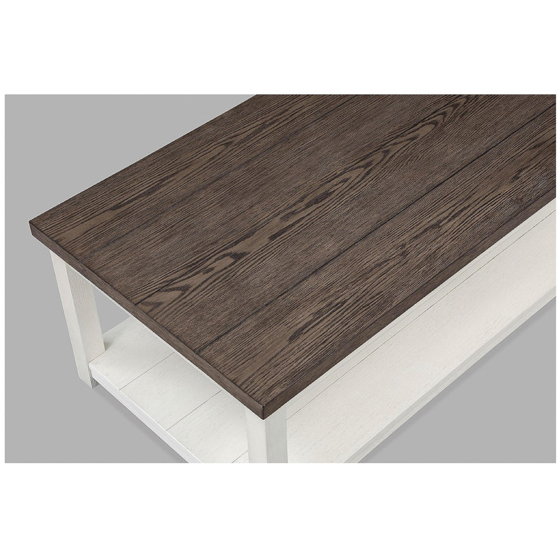 1 pièce Table de bout brune de style campagnard avec base blanche et plateau de table rectangulaire