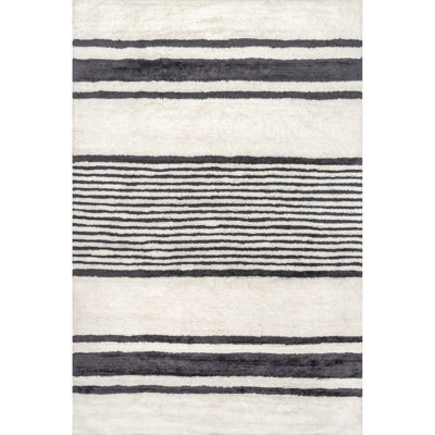 Striped Wool Machine Washable Area Rug