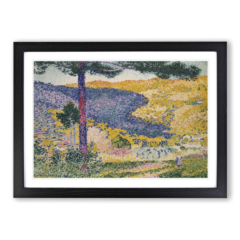 Valley with Fir by Henri-Edmond Cross - Picture Frame Painting, 36cm H x 48cm W x 2cm D, Black Framed