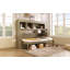 Lit escamotable simple avec bureau et tablettes de rangement, gris délavé