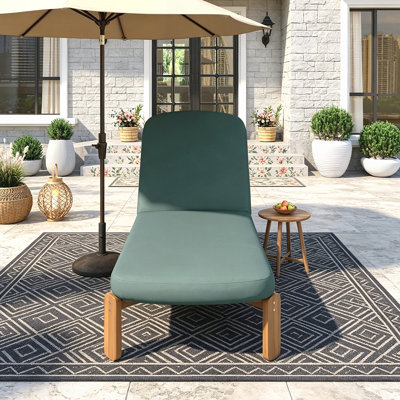 Chaise longue réglable pour l'extérieur avec coussins épais et structure en bois d'acacia pour la détente sur la terrasse, au bord de la piscine ou à la plage