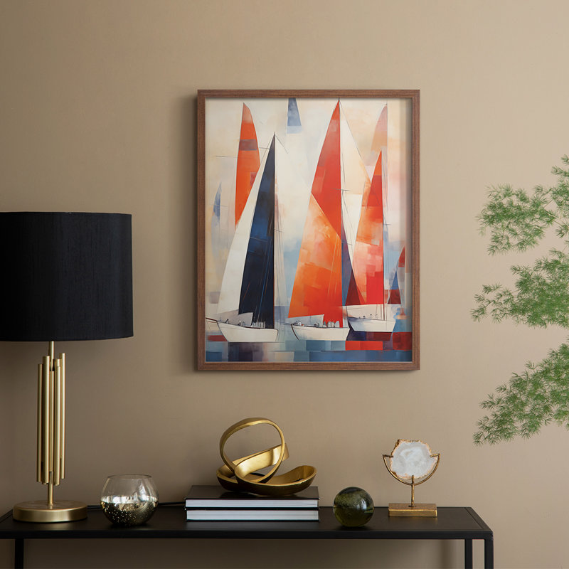NAUTICAL Series CDxxxiv - reproduction encadrée de qualité supérieure - prête à être accrochée - aucun clou requis, Noyer