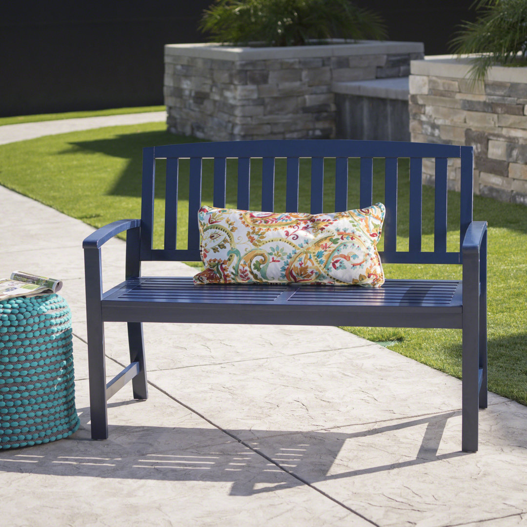 Royce Acacia Outdoor Bench Highland Dunes Color: Navy Blue