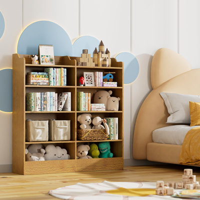 Hartleigh 49" H 5 Tier Kids Bookshelf with 10 Cubes by Harriet Bee