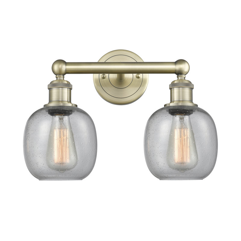Éclairage pour meuble-lavabo à 2 lumières 15 pouces Carlucci, Granuleux, Laiton antique