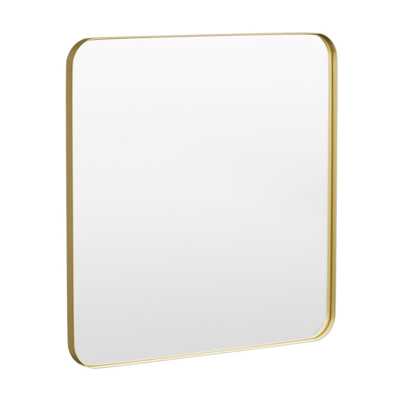 Cozy Design Tempered Glass Framed Wall-Mounted Bathroom Vanity Mirror, Square, 36" x 36", Gold