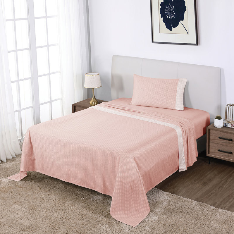 Anti-Microbial 100% Cotton Sateen 4-Piece Sheet Set, Twin, Blush