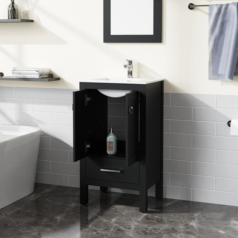 Meuble-lavabo de salle de bain de 20 pouces avec motif ondulé à grain d'eau