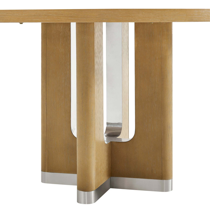 Natural Round Dining Table with Pedestal Base