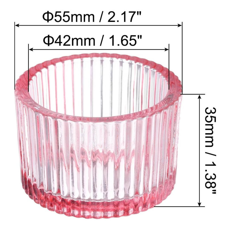 4 bougeoirs en verre rose 4 pièces
