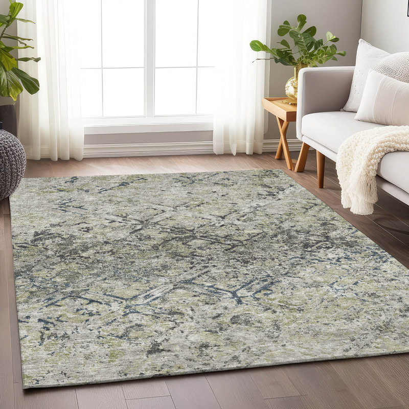 Premium Machine Washable Prisco Silver Rug, Rectangle 2'6" x 3'10"