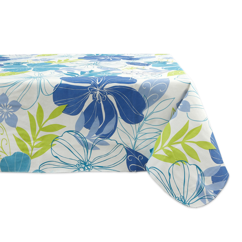 Tracey Floral Plastic/Vinyl Tablecloth, 84" L x 60" W