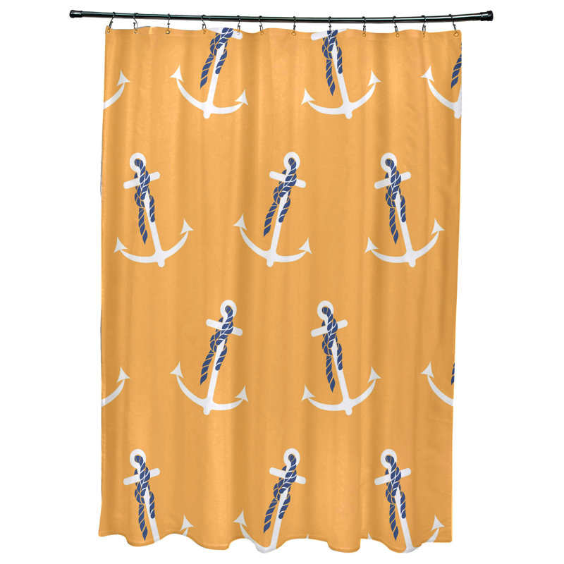 Rideau de douche simple à imprimé géométrique, Jaune, Ancre fantaisie