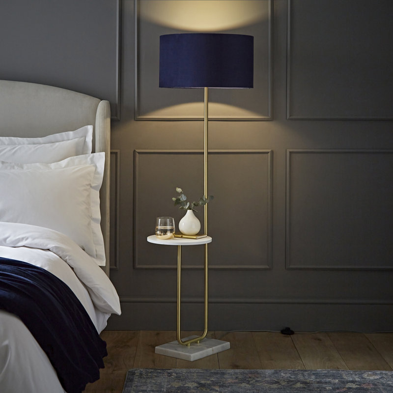 Replogle Matte Tray Table Floor Lamp Set, Gold, Yes, Blue