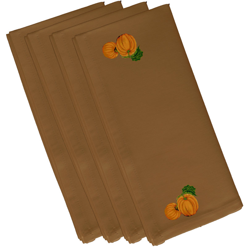 Serviette à imprimé citrouille, L 18 po x L 18 po, Brun