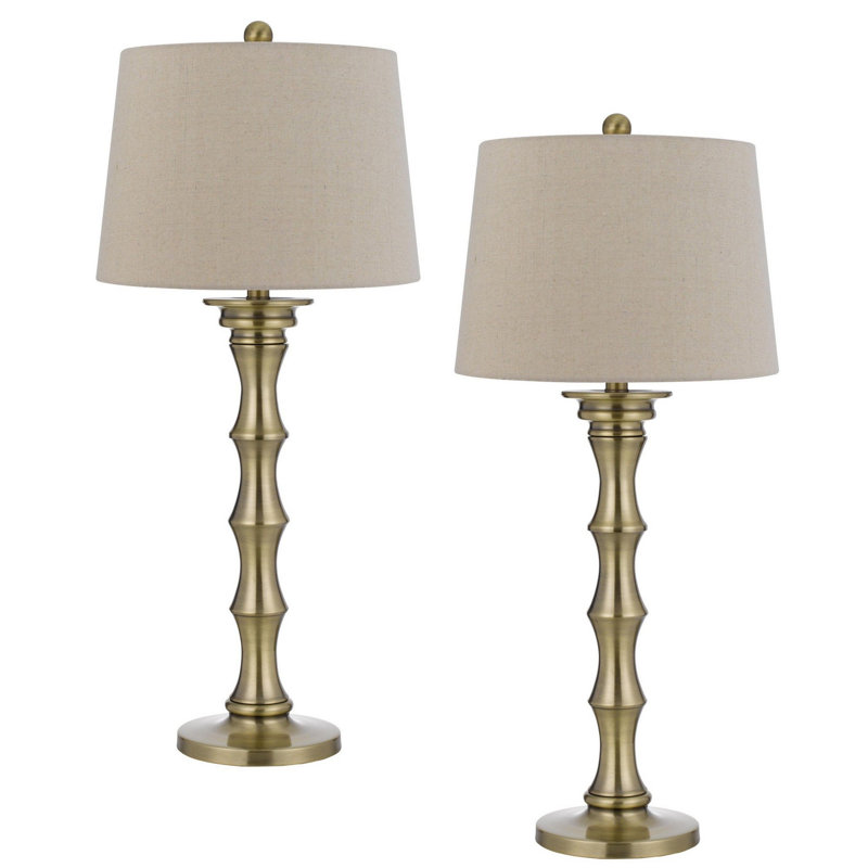 Kaisee Metal Table Lamp, Gold, Beige