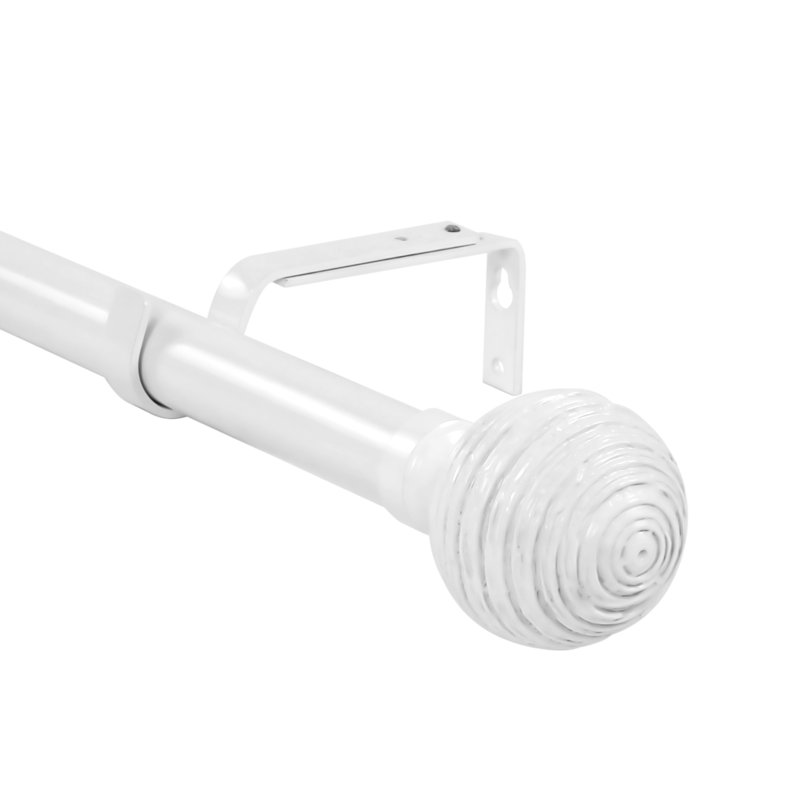 Tringle à rideaux simple réglable Divya, l 48 po x P 6,75 po, Blanc lustré