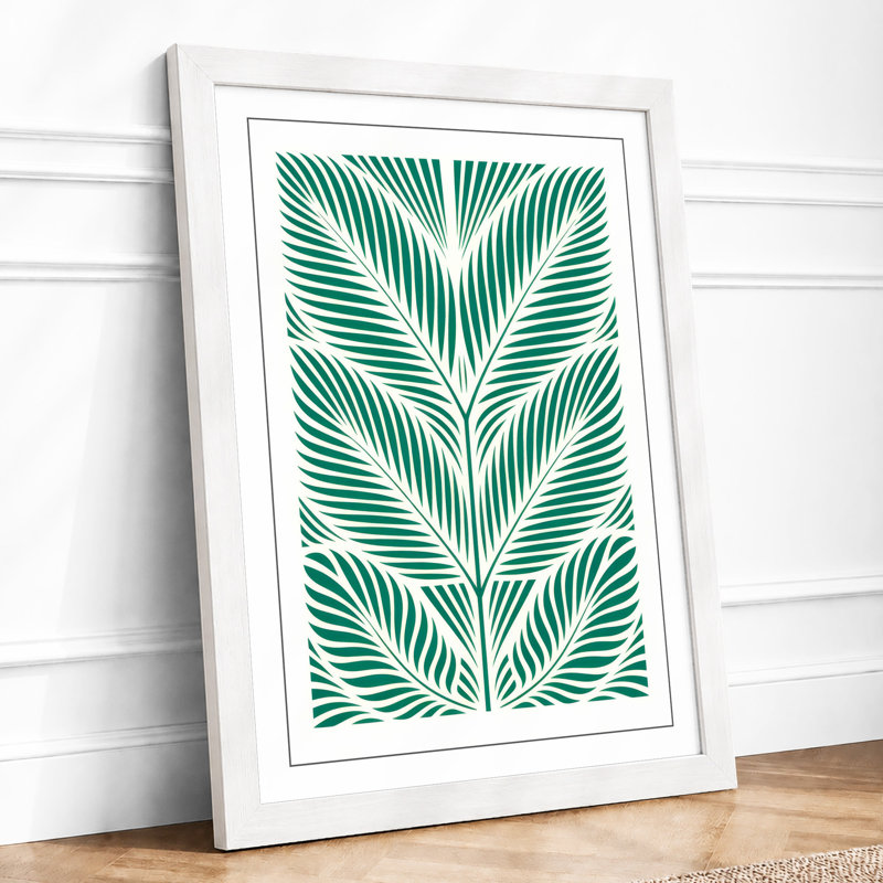 Mirrored Fern Study Botanical - Framed Print, A2 - 59.4 x 42.0 cm, White