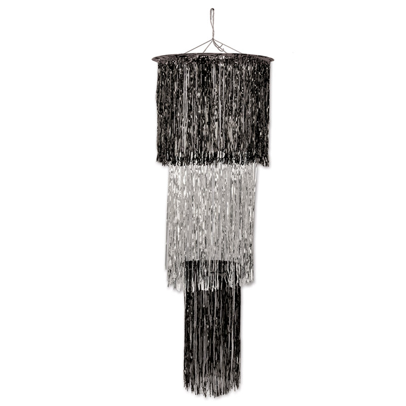 Lustre chatoyant à 3 niveaux, Noir / argent
