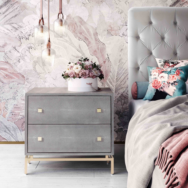 63.5cm W Solid + Manufactured Wood Bedside Table