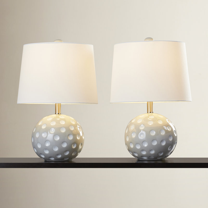 Lampe de table 25 po pois dot, Gris/blanc