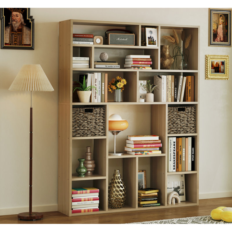 71-Inch Tall Wooden Bookcase – Freestanding Open Shelf Storage Display Unit for Living Room, Home Office and Bedroom