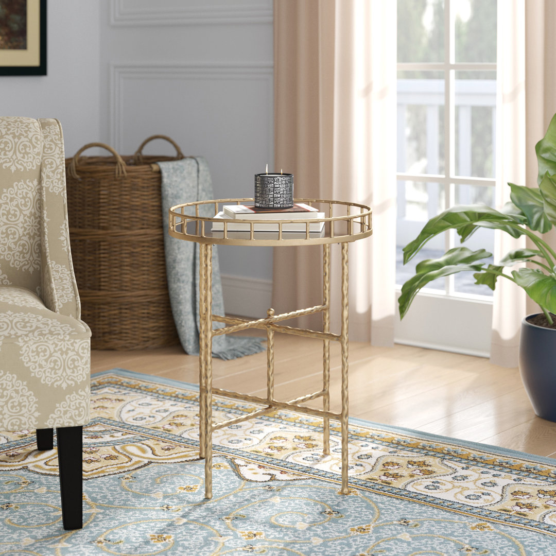 Surrency Mirrored Glass Tray Top End Table Willa Arlo™ Interiors