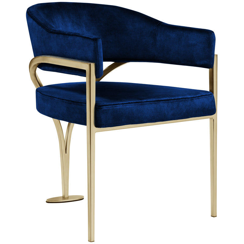 Kirsi Velvet Dining Chair, Gold, Navy Velvet