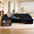 118" U-Shaped Pull Out Sleeper Sofa Bed 4 Piece Corduroy Modular Sectional Convertible Couch With Corner & Storage Chaise & Armrest Cabinet-778696408