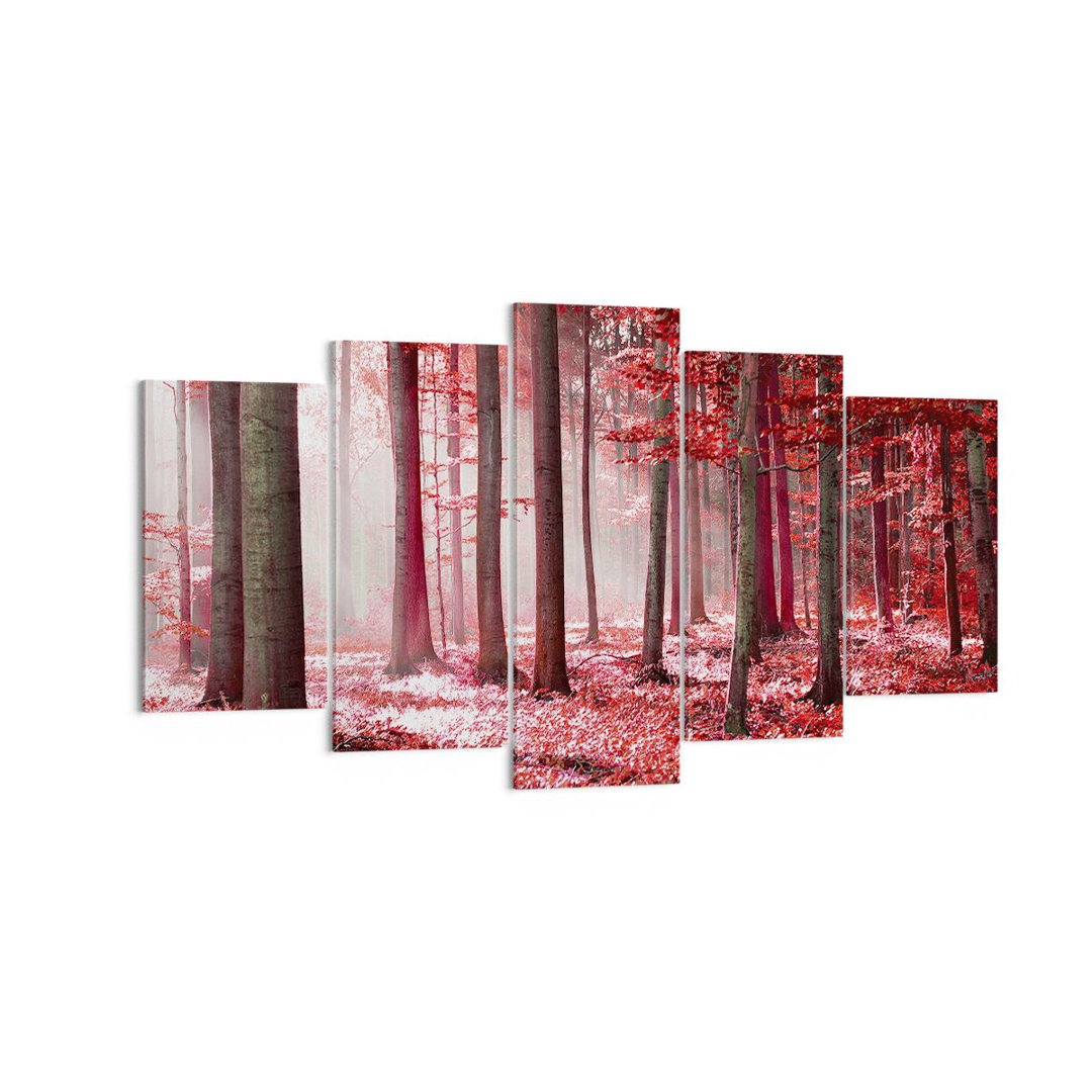 5-tlg. Leinwandbilder-Set Forest Red Trees