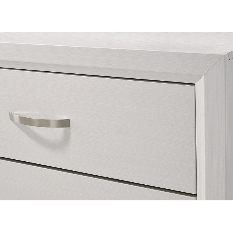 Commode à 5 tiroirs, commode en bois avec cinq tiroirs de rangement pour la chambre à coucher, Blanc