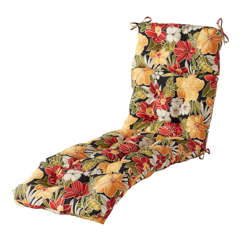 Coussin de chaise longue d'extérieur capitonné Shipton, Aloha noir