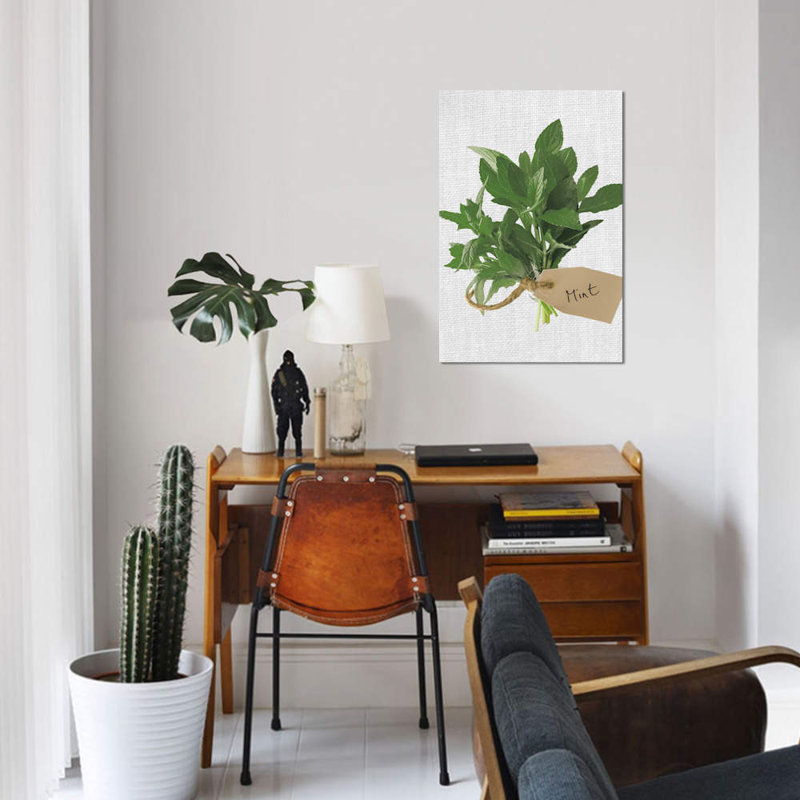 « menthe », impression sur toile, H 18 po x l 12 po x P 1,5 po, Toile tendue, Pas de tapis