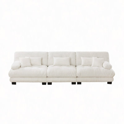 3-Seater Sectional Sofa Modular Deep Seat Sofa Couch , Chenille Sofa Soft Comfy Upholstered Furniture For Living Room, Apartment, Studio, Office,Chenille